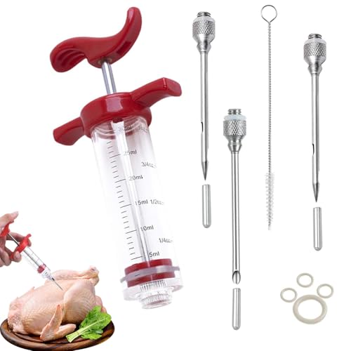 Plastic Meat Injector Syringe Kit - 30ml Capacity Professional Food Syringe for Flavor Injection BBQ Marinade & Brine Perfect for Meat