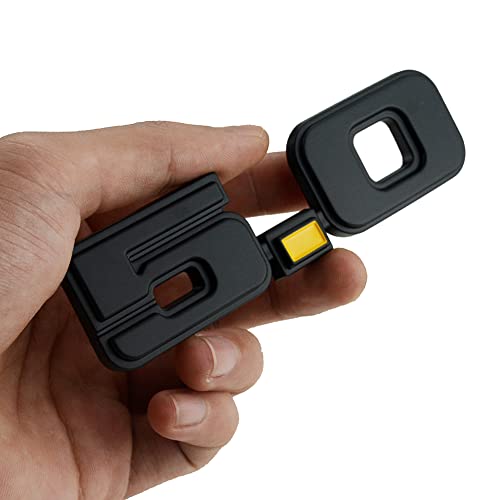 Image of 2Pc 5.0 Emblem Liter Door 3D Fender Side Adhesive Badge Plate Right Left Sticker Replacement for 1979-1993 150 (Black Yellow)