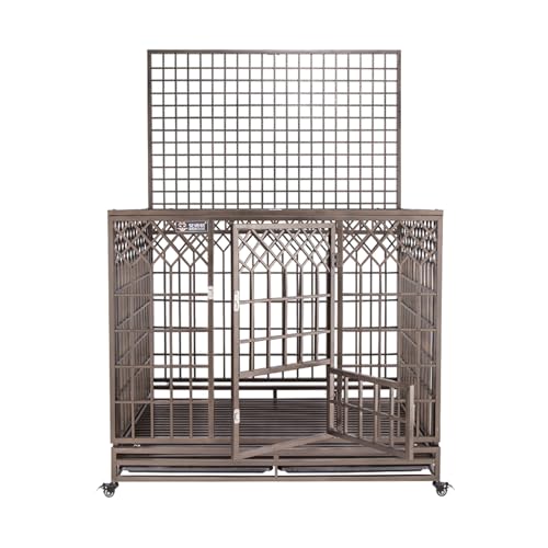 Heavy Duty Dog Crate Large Dog Crate Thick Reinforced Metal pet pen 2 Door lndoor Outdoor Dog Crate,Suitable for Medium and Large Dogs Black(148 * 93 * 110cm)