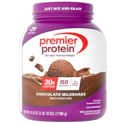 Premier Protein Powder, Chocolate Milkshake, 30g Protein, 1g Sugar, No Soy, Gluten Free, 41.9oz, 29 Servings (Packaging May Vary)