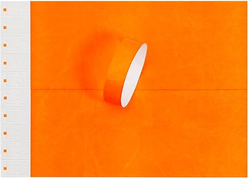 Orange Wristbands for Events - 500 Count - Tear Resistant Paper Bracelets Comfortable Waterproof Lightweight ID Wrist Bands for Events Concert, Festival Admission, Party