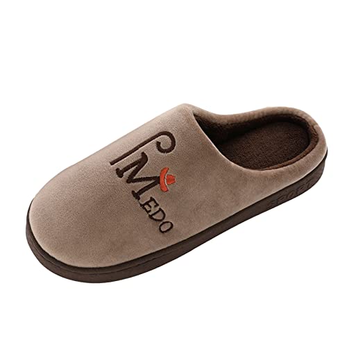 Woaikeyu Zapatillas Hombre Moda Otoño e Invierno Hombres Zapatillas Casa Plana Antideslizante Ligero de Felpa Cálido y Cómodo Estilo Simple Zapatos Hombre Cómodo (C-b, 43)