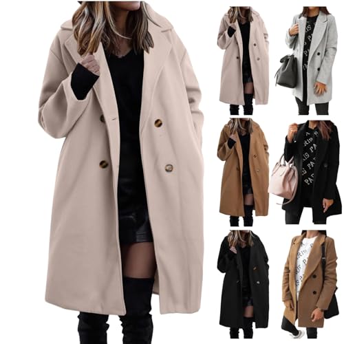 Image of Pea Coats For Women,Winter Coats For Women Plus Size Double Breasted Jacket Women