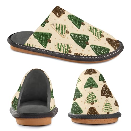 Slippers for Women Christmas Tree Polka Dots Pattern Soft Winter Warm Shoes Indoor Outdoor Non-Slip House Travel Slippers4