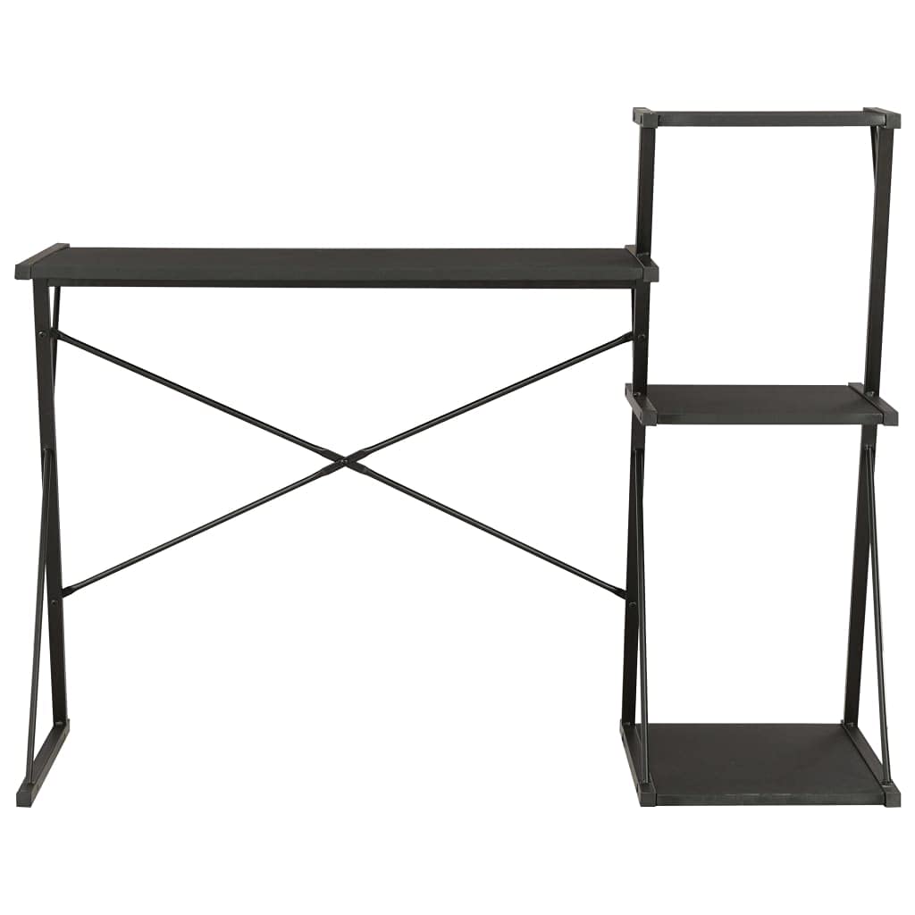 Scrivania,Supporto per stampante,Piccola postazione di lavoro in casa,Scrivania per computer in stile moderno,Scrivania con Mensole Nera 116x50x93 cm