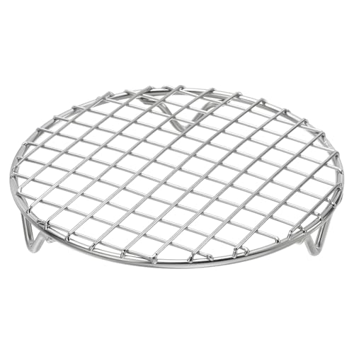 uxcell Round Cooking Rack with Legs, Dia 5.9 Inch 304 Stainless Steel Barbecue Grill for Cooking Baking Barbecue Air Fryer Racks, Silver