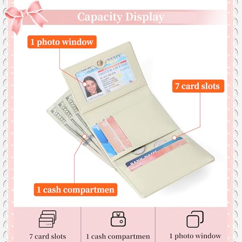 Image of RNIEGA Small Wallets Girls Cute Coquette Bow Wallet Women Aesthetic Credit Card Holder with ID Window,Light Green