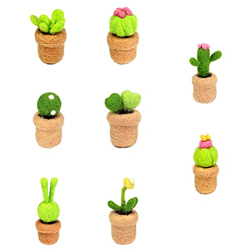DOITOOL 8Pcs Wool Felting Starter Kit DIY Mini Cactus Decorations Craft Supplies for Home Ornaments Fun Activity for Parents Easy to Use Wool Material for Beginners