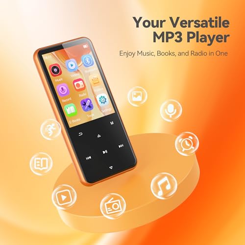 Image of AGPTEK 64GB MP3 Player with Bluetooth, M3 2.4 inch Music Player with Speaker and FM Radio, Touch Buttons, Supports Up to 128GB(Orange) | with FM Radio, Touch Buttons, Supports Up to 128GB(Orange)
