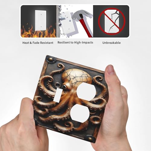 Decorative Outlet Covers Vintage Octopus 2 Gang Wall Plate Cover Single Toggle Duplex Combo Two Switch Light Switch Cover Plate Jumbo Dual Gfci Faceplate