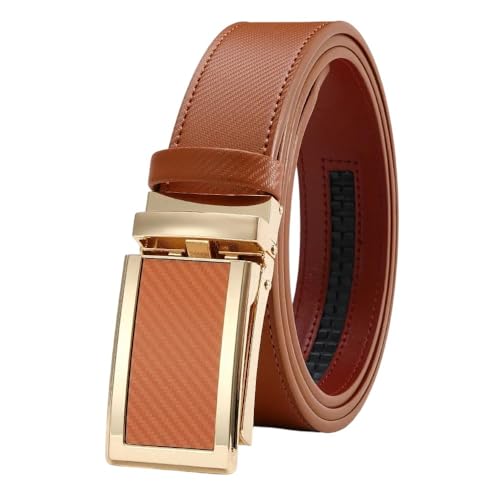 Men's Double-Sided Genuine Leather Belt With Automatic Metal Buckle For Business Denim 4Flzdjp219-Yw 135cm