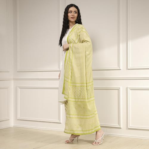 Image of BIBA Women Cotton Straight Printed Suit Set