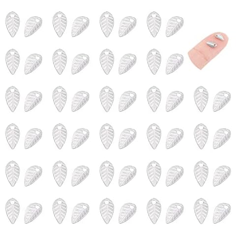 UNICRAFTALE 500pcs 7 mm Encantos de Patrón de Hoja 316 Colgantes de Acero Inoxidable Cover