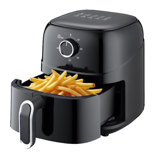 Kitchen Elite 2.5 Qt. Mechanical Air Fryer with Adjustable Temperature Control, 30-Minute Timer, Nonstick Removable Basket, Oil-Free Cooking, Black