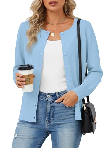 NILOUFO Cardigan Sweaters for Women Button Down Lightweight Long Sleeve