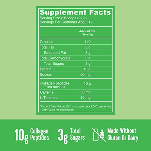 Vital Proteins Matcha Lattes, Matcha Green Tea Collagen Latte Powder, L-Theanine & Caffeine & Mcts - Supporting Healthy Hair, Skin, Nails - Original #TOP1