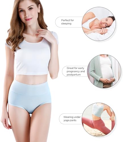 wirarpa Women's Underpants High Waist Cotton Elastic Panties Postpartum Shorts Pack of 5