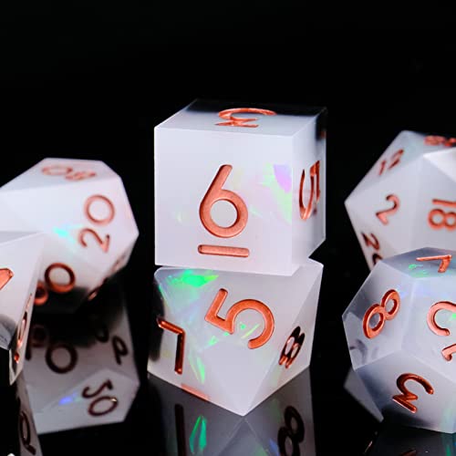 Cttasty Dice Set Resin Sharp Edge Dnd Dice Set Handmade 7Pcs Polyhedral Dice Set Dnd Rpg Mtg Role Playing Game Dice Set D&D Dice With Gift Case For Dnd Dungeons And Dragon Dice (Justice Messager) #TOP3