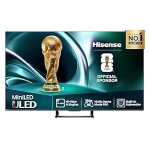 Hisense 50U7Q Fernseher 50 Zoll, 4K Mini LED ULED, Smart TV, Hi-View AI Engine, 144Hz Game Mode Pro, FreeSync Premium, Built in Subwoofer, Dolby Vision IQ Atmos, Airplay, Sprachsteuerung[2025]