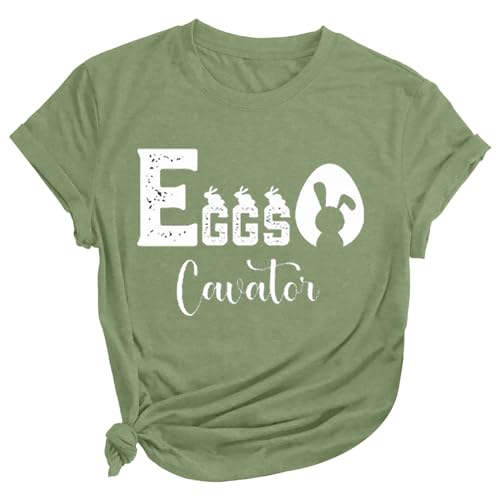 Elogoog Moletom feminino de Páscoa Happy Easter para mulheres, plus size, manga curta, coelhinho da