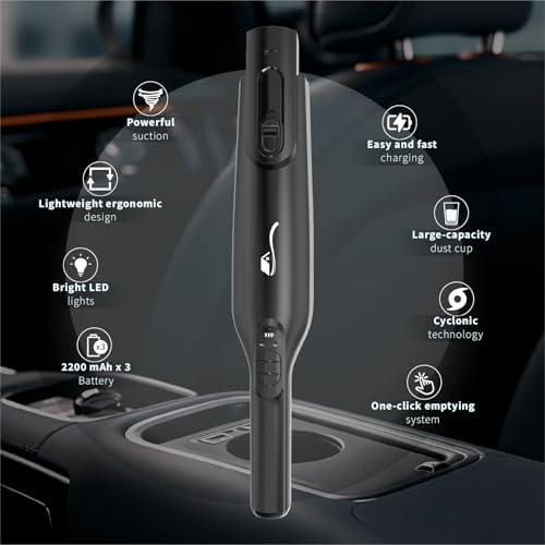AYONTIN Cordless Handheld Vacuum, Lightweight Portable Hand Vacuum Cleaner with LED Light,Rechargeable Hand Held Vacuum with One-Touch Empty, Powerful Suction for Office,Home,Black by AYONTIN - Image 6