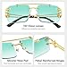 Dollger Rimless Sunglasses for Men Square Fashion Shades Tinted Lens Metal Frameless Rectangle Y2K Glasses UV400