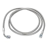 Panwarmoll 4AN Turbo Oil Feed Line 60' Length Steel Braided 90 Degree Straight Hose end Pressure Stainless Steel Material Remote Turbocharger Sensor Teflon Turbo Feed Wire Silvery 551871
