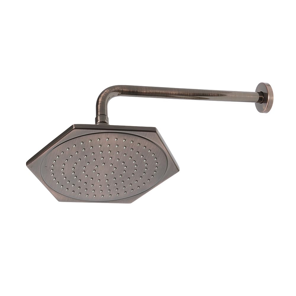 Milano Earlham Aged Bronze Art Deco Rainfall Shower Head with Wall Mounted Arm