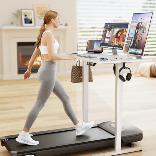 Image of Furmax 40 Inches Electric Standing Desk, Home Office Desk with Phone Holder