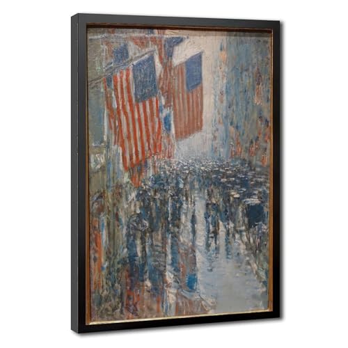 Affiches sur toile premium Rainy Day Fifth Avenue avec cadre en bois de suspension durable