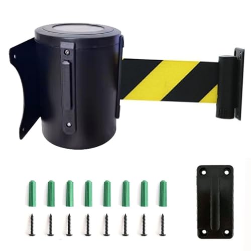 CAIFEXUE Retractable Belt Barrier - 2/3/5/10M Optional, Carbon Steel Housing Queuing Safety Tape Cordon for Crowd Control, with Mounting Accessories/a/5M(16.4Ft)