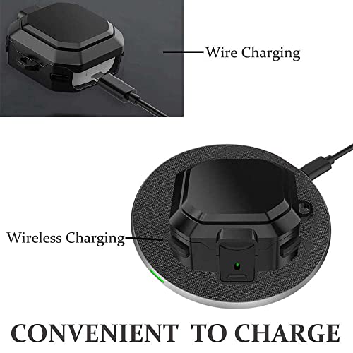 Military Armor Case With Secure Lock For Samsung Galaxy Buds Pro 2 Case/ Buds Pro Case/ Buds Live Case/ Buds 2 Case Cover Full-Body Rugged Hard Shell For Men Women With Keychain Carabiner #Black #TOP3