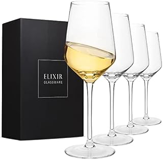 Crystal Wine Glasses  Hand Blown Red & White Wine Glasses  Set of 4 Long Stem Wine Glasses, Premium Crystal  Wedding, Anniversary, Christmas  13 oz, Clear