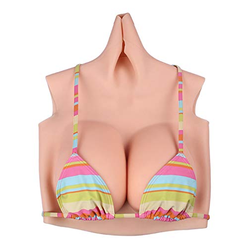 Seios realistas gola alta falso silicone peitos para crossdressers traje transgênero G xícara (algod