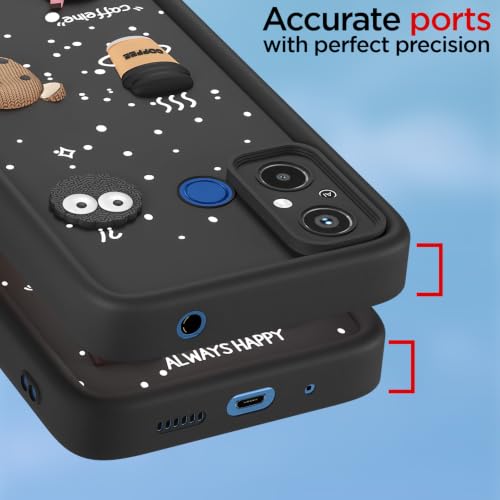 Image of Outlouders Back Cover for Redmi 12C 4G | 3D Cartoon Bear Cute Fun Silicone Full Body Protection Bumper Case (Black)