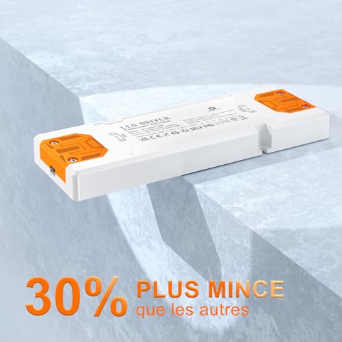 Transformateur 220V 12V extra plat de 100W ultra slim