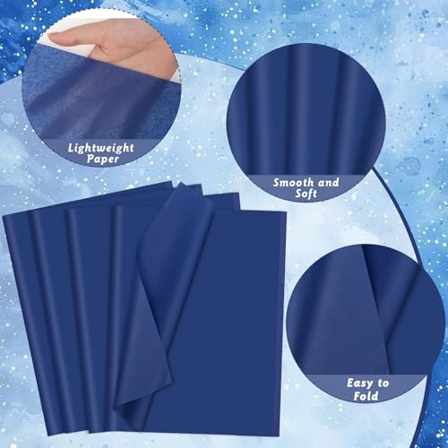 Image of woric 160 Sheets Blue Tissue Paper for Gift Bags 20 X 14 Inches Navy Wrapping Tissue Paper Bulk for DIY Crafts Gift Packaging Weddings Birthday Party Decorations