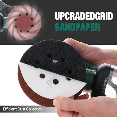 POSENPRO 300W Random Orbital Sander with 20Pcs 125mm Sandpapers, 7000-13000RPM 6 Variable Speed Sander Machine, High Performance Dust Collection System for Woodworking, Dust Collection Box Include 4 POSENPRO 300W Random Orbital Sander with 20Pcs 125mm Sandpapers, 7000-13000RPM 6 Variable Speed Sander Machine, High Performance Dust Collection System for Woodworking, Dust Collection Box Include - Image 4