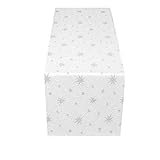 weihnachtsläufer Pflegeleicht - 100% Polyester Meine-Tischdecke Lurex Sterne Weihnachtsdesign-Premiumqualität- Weiss-Creme-Rot glänzend - Weihnachtsläufer Weiss-Silber 40x170 cm