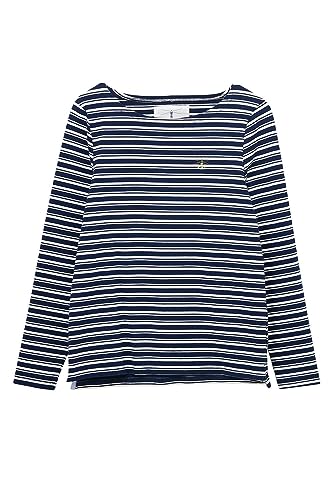 Image of LightHouse Womens Causeway Breton Top - Ladies Long-Sleeved Cotton Stretch Tee - Navy Stripe - 14