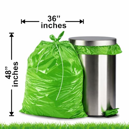 Image of Jumbo Garbage Bags | Heavy Duty (XXL) Size 36 X 48 Inches | Capacity 120 Liters | 91x122cm | Biodegradable Dustbin Bag, Trash Bag Green | strong & leak proof with Easy Tie-Thread (40 bags (Bio jumbo))
