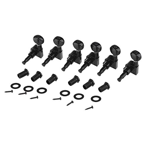 Musiclily Pro 6 in Lijn Gesloten Gitaar Tuners Stemmechanieken Tuning Pegs Keys Machine Heads voor Fender Stratocaster Telecaster Elektrische Gitaar, Zwart met Kidney Buttons - Image 3