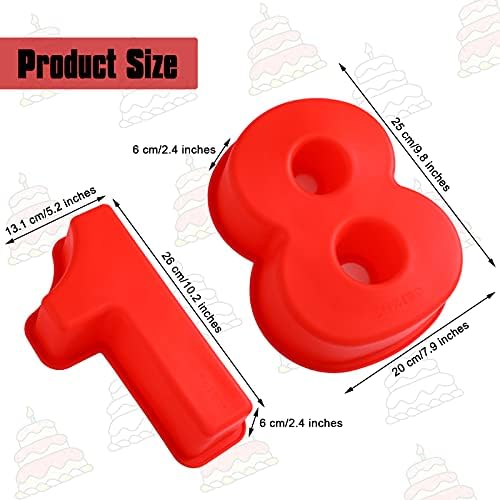 Number 18 Cake Mould Silicone Large Number 18 Cake Pan Moulds 18th Baking Cake Moulds for Birthday Anniversary Baking Cake Supplies