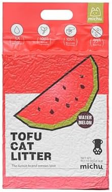 Michu Cat Litter Tofu Cat Litter Best Cat Litter Natural Clumping Tofu Cat Litter 5.5lb/88oz 5 Scents (Watermelon, 1 Pack)