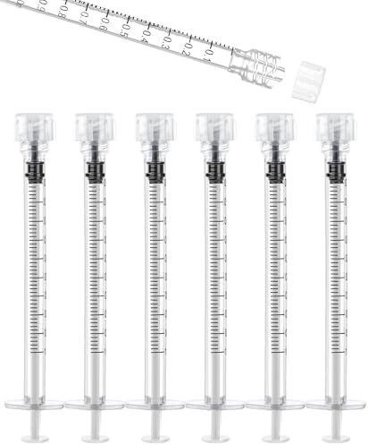 1mL Luer Lock Syringes without Needle - Sterile Syringe with Cap, 10 Pack