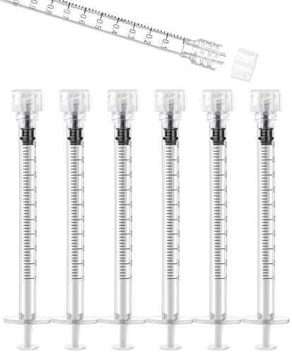 Image of 1mL Luer Lock Syringes without Needle - Syringe with Cap, Sterile Individually Sealed, Professional, Industrial & Personal Home Care, 10 Pack