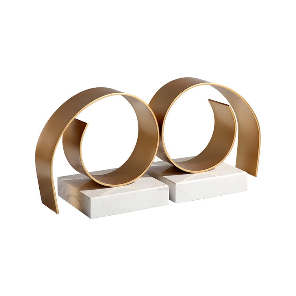 Book Ends Marble Bookends, Set Of 2 Book Ends Heavy Decorative Stoppers End Non-Skid, Metal Support Bookend For Shelves For Home Office