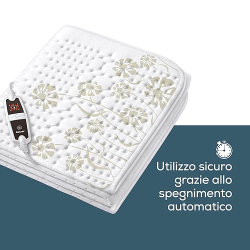 Beurer Letto riscaldante UB 60, morbido materassino riscaldante con 4 livelli di temperatura e riscaldamento rapido, lavabile in lavatrice, bianco - 4