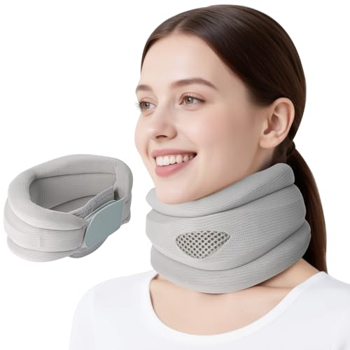 Yirochan Soft Neck Brace - Foam Neck Support for Neck Pain, Adjustable Universal Size Cervical Collar for Sleeping Snoring Relief Travel Pillow Relieving Spinal Pain and Pressure (Gray)