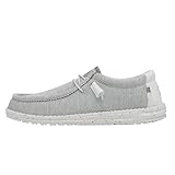 HEYDUDE Men's Wally-Sox Wide Stone White Size 11 | Men's Shoes | Men Slip-on Loafers | Comfortable & Light-Weight